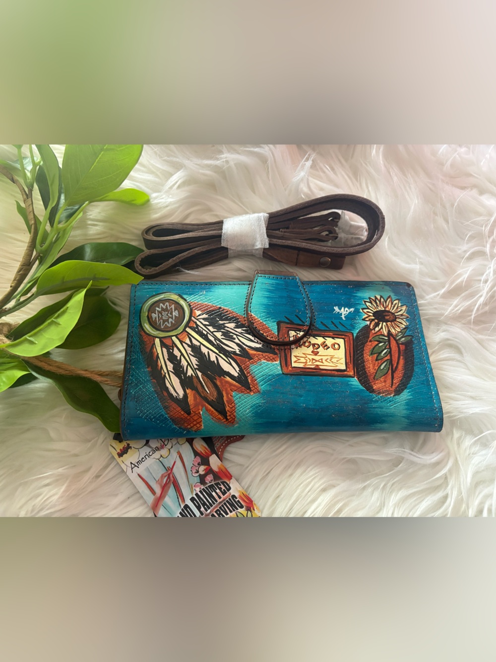 American Darling Multicolor Hand-Painted Floral Wallet Crossbody